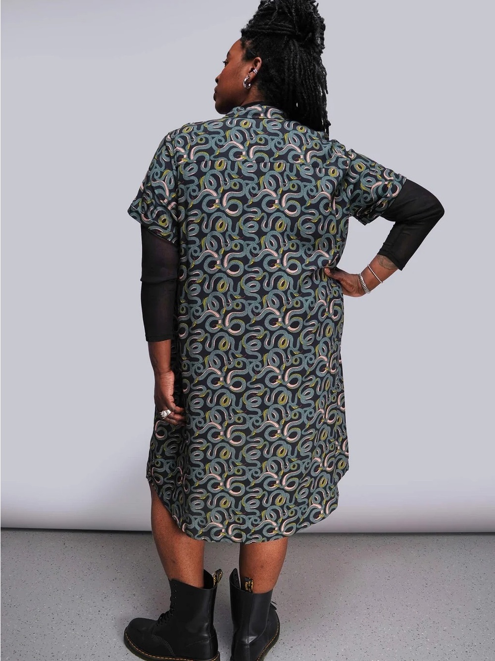 Wildfang Empower Shirt Dress Snake Print - 2XL - NWT - Picture 4 of 5